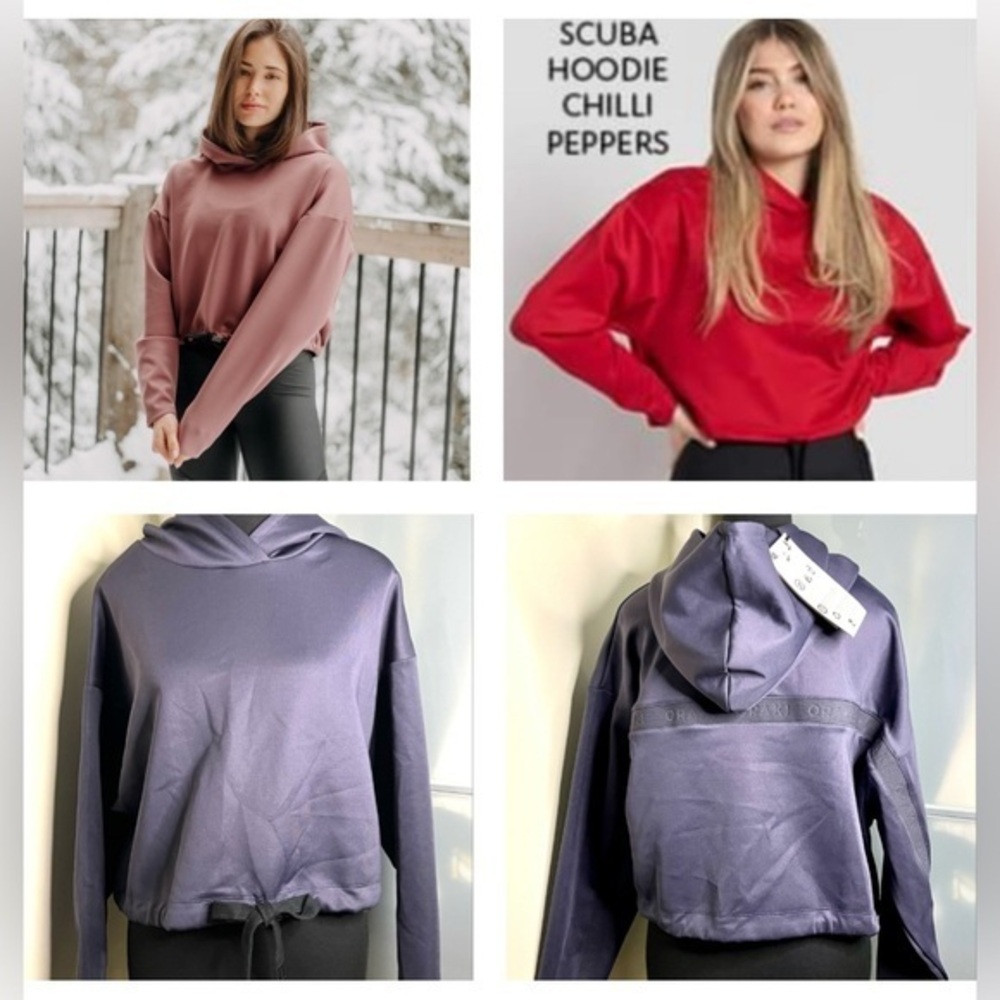 🆕ORAKI scuba signature ocean crop hoodie, bottom metal logo drawstring, mauve.
